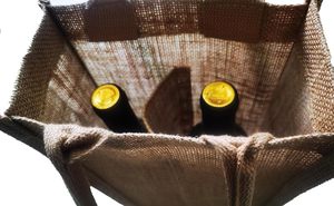 Jute Wine <b>Bottle</b> Gift <b>Bag</b> with Drawstring Closure Eco-Friendly Natural Fiber Packaging Medium Size (30-50cm) Wholesale - Product Image 3