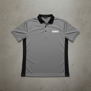 Men premium 200 GSM cotton polyester pique <b>polo</b> <b>shirt</b> <b>Grey</b> with Black side panels custom screen print logo men's <b>Polo</b> <b>Shirt</b> - Product Image 1
