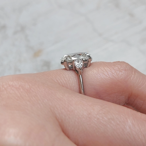 Brilliant 3 Carat Oval Cut Diamond Engagement <b>Ring</b> White Gold Platinum Plated 14k IGI Certified Classic Unisex Jewelry - Product Image 4