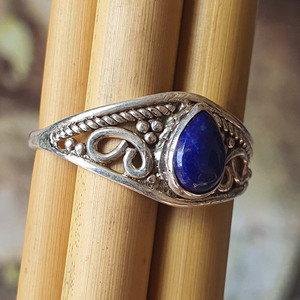 Bague en argent sterling 925 faite à la main, design vintage, lapis lazuli original, approvisionnement en vrac populaire en gros pour femmes - Product Image 3
