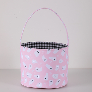 Popular fantasma esqueleto caramelo para bebé bolsa de regalo lienzo doble cara Rosa negro Halloween cubos Decoración - Product Image 1