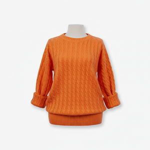 Suéteres de punto estándar con cuello redondo y trenzado, 100% acrílico, antiarrugas, de color liso, de Vietnam, servicio OEM. - Product Image 1