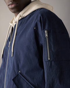 Blouson Bomber Personnalisable Entièrement Chauffant Bleu Skylark avec Fermeture Éclair, Capuche Hiver, Streetwear Printemps, Veste à Capuche Coupe-Vent d'Extérieur avec Logo - Product Image 6