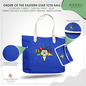 Sac fourre-tout imperméable Eastern Star Lodge Codura & Poly-Vinyl avec fermeture éclair et broderie, couleur bleue - Product Image 4
