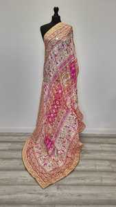 Ethnic Handmade <b>Silk</b> Banjara Shawl Women's Floral Print Long <b>Scarf</b> With Mirror Work All Seasons Fashion Accessory Custom Colors - Product Image 3