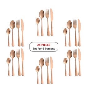 Juego de Cubiertos de Lujo en Oro Rosa, Juego de Cubiertos de Acero Inoxidable 410 de Primera Calidad, Aptos para Lavavajillas, Acabado Pulido Espejo, Vajilla para Restaurante - Product Image 2