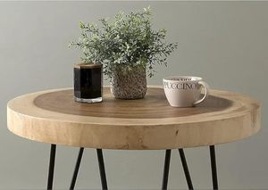 Round Wooden Side <b>Table</b> Hairpin Leg Accent <b>Table</b> Natural Wood Display Stand for Living Room Bedroom - Product Image 2