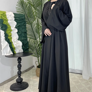 Nuevo Vestido Abaya Informal Holgado de Gasa para Mujer, 100% Algodón, Largo, de Manga Larga, Estilo de Oriente Medio, Moda Islámica - Product Image 3