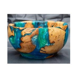 Bol en résine époxy et bois d'acacia de style moderne, fait main, sans BPA, écologique, décoration de table de luxe et bol de présentation pour la cuisine - Product Image 3