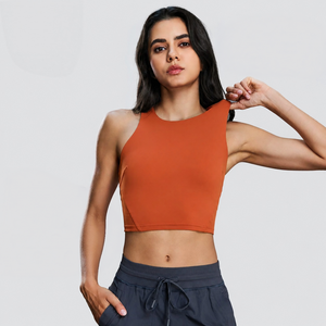<span class=keywords><strong>Reggiseno</strong></span> Sportivo da Donna ad Alto Sostegno, Top Canotta con Spalline Incrociate, Imbottiture Rimovibili, <span class=keywords><strong>Reggiseno</strong></span> Integrato, in Nylon Spandex Doppio Spazzolato per Yoga e Pilates - Product Image 1