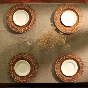 Piatto Decorativo in Legno Artigianale da 13 Pollici, Sottopiatto per Cena, Stoviglie in Legno per Decorazioni da Tavola per Feste - Product Image 3