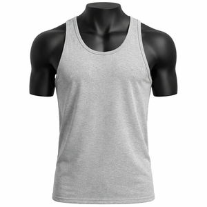 Custom <b>Mens</b> Blank Tank Top Sleeveless Gym Shirt Polyester Knitted Breathable Quick Dry Eco-Friendly Fitness <b>Singlet</b> OEM - Product Image 3