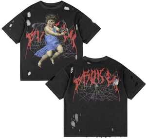 T-shirt décontracté pour homme en toile épaisse 100 % coton, coupe ample, respirant, avec impression de marque personnalisée - Product Image 2