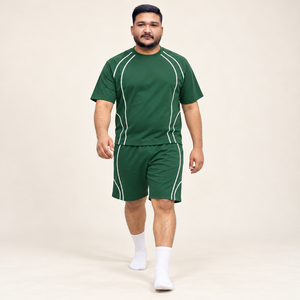 Conjunto de Camiseta y Pantalones Cortos Extra Grandes para Hombre, Diseño con Ribete en Contraste, Ropa Casual de Calle, Dos Piezas a Juego, Ropa de Verano al por Mayor, OEM - Product Image 2