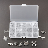 Matériel de fabrication de bijoux DIY plaqué argent et or : Boîte rectangulaire, Épingles à tête, Crochets d'oreille, Embouts de perles, Anneaux de jonction, Anneaux fendus, Fermoirs