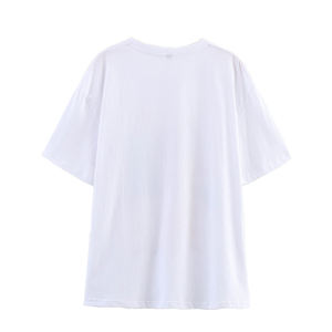 T-shirt graphique d'illustration de mode féminine 2026 blanc coupe oversize imprimé croquis artistique décontracté streetwear haut d'été HD - Product Image 5