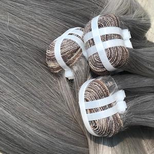 Gris Clair Couleur Os Droite Prix de Gros Double Drawn Cheveux Humains Extensions de Cheveux Full Lace - Product Image 2