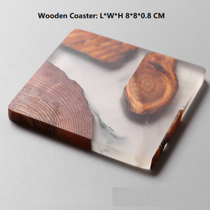 ที่รองแก้ว/จานรองแก้วทำจากไม้สนเรซิ่นสีเขียวเข้ม - Product Image 6