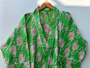 Robe kimono en coton à imprimé animalier bohème, paréo de plage, vêtements décontractés pour femmes - Product Image 5