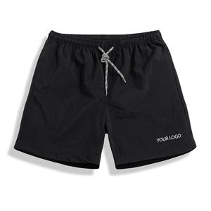 Shorts de bain pour hommes de haute qualité, unis, pour l'été et la plage, avec logo personnalisé, vente en gros, style décontracté, tissés, teints unis - Product Image 4