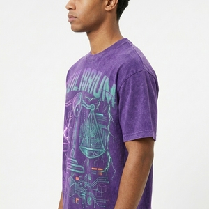 Camiseta Oversize Negra para Hombre, de Peso Pesado, con Lavado Ácido y Gráficos, Estilo Vintage, Personalizada, para Venta al por Mayor OEM, con Impresión DTG - Product Image 6