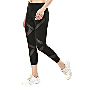 Pantalones de Yoga con Paneles de Malla Cortados a Medida, Cremalleras de Spandex/Nylon, Cintura Elástica de Altura Media, Secado Rápido y Estiramiento en Cuatro Direcciones - Product Image 3