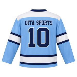 <b>Light</b> Blue White Sublimation Ice Hockey Jersey Long Sleeve Team Sports Shirt Outdoor Game Uniform Training Wear Hockey - Product Image 2