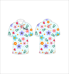 เสื้อโปโลพิมพ์ลายดอกไม้สดใส เสื้อโปโลแขนสั้นสำหรับเล่นกอล์ฟ ชุดกีฬาทีมลำลอง - Product Image 1