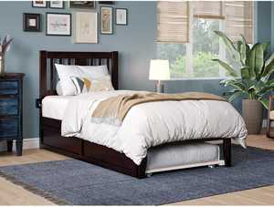 Lit gigogne double traditionnel – Construction en panneaux de pin massif couleur expresso avec fixation en surface - Product Image 3