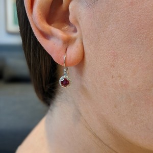 Pendientes de rubí con halo, de platino, joyería fina personalizada, pendientes de piedras preciosas de lujo, hechos a mano, hechos a pedido, de alta calidad - Product Image 5