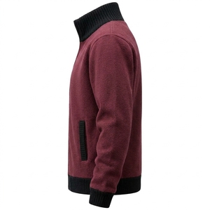 Veste d'hiver pour homme à col roulé et fermeture éclair intégrale, en polaire tricotée, tissu technique anti-plis, style décontracté professionnel, OEM - Product Image 2