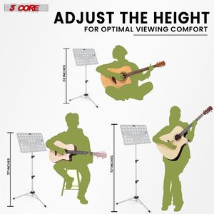 Soporte de música plegable portátil ajustable Altura ajustable Atril Para Partituras Clip de luz para guitarristas HD ACC WH Color - Product Image 2