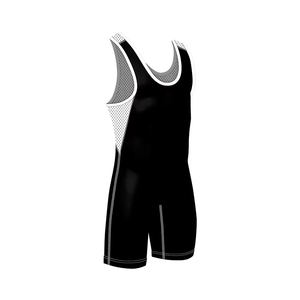 Combinaison de lutte noire pour homme, ajustée, en nylon extensible, anti-transpiration, imprimé drapeau américain, vêtements de sport de combat - Product Image 1