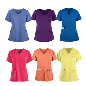 Conjunto de uniforme médico para hombres y mujeres al por mayor, Camiseta cómoda transpirable corta para correr, estilo deportivo, camisa de hospital de enfermería - Product Image 6