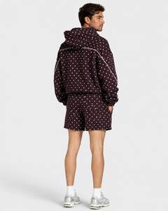 Shorts de bain pour hommes en coton molletonné respirant, imprimé à pois avec ligne contrastante, qualité supérieure, personnalisable avec logo, style décontracté - Product Image 6