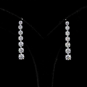 Pendientes Largos con Siete Piedras de Diamante Cultivado en Laboratorio, Oro 10K 14K 18K, Plata 925 935, Regalo de Lujo para Compromiso - Product Image 1