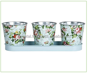 Pots de fleurs et jardinières personnalisables à imprimé rose avec plateau pour décoration de fenêtre de jardin intérieur extérieur - Product Image 3