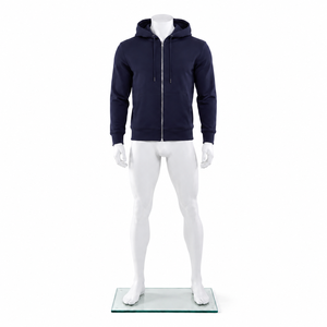 Sweat-shirt décontracté zippé à capuche pour homme, en molleton chaud doublé, couleur unie, pour l'automne, style transfrontalier - Product Image 2