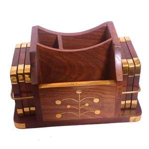 Posavasos de Madera de Sheesham, Soporte para Móvil, Portalápices, Organizador de Mesa Multiusos, Artículo de Regalo Hecho a Mano - Product Image 5