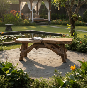 Banco de Raíz de Teca Rústico de Lujo ARTERRA, Hecho a Mano por Artesanos, Duradero, Natural, para Exteriores/Hotel/Patio/Villa, Sala de Estar - Product Image 3