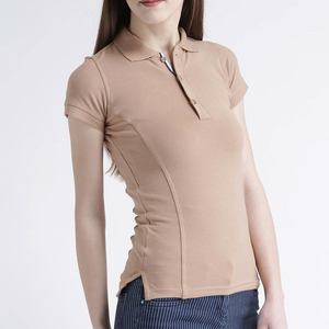 Polo de Mujer Color Caqui, Manga Corta, Color Sólido, Tejido de Punto Informal, Largo Regular, Camiseta Polo, ODM OEM - Product Image 3