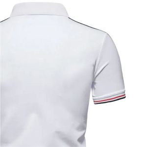 <b>Men's</b> <b>White</b> Knitted <b>Polo</b> Shirt Short Sleeve Solid Color Casual Style Regular Fit Button Design - Product Image 5