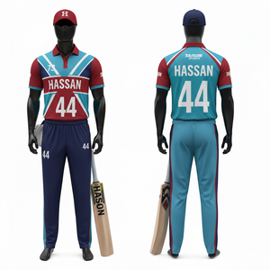 Uniforme de cricket pour hommes, tissu respirant en polyester interlock 180 GSM, panneau contrastant bleu marine et jaune, uniforme personnalisé par sublimation - Product Image 3