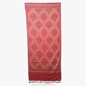 Pink <b>Pashmina</b> <b>Shawl</b> with Traditional Paisley Jacquard Pattern and Decorative Fringe for Women Winter Fashion - Product Image 1