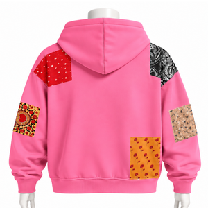 Pink Winter <b>Tapestry</b> Patchwork Fleece Zip Hoodie Oversized Hooded Sweatshirt Printed Patch Casual Streetwear Eco-Friendly Unisex - Product Image 2