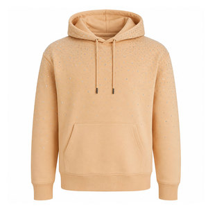 Comfortable Premium <b>Rhinestone</b> <b>Hoodies</b> with Crystal Embellishment 100% Cotton Eco-Friendly & Breathable Winter Clothing for Men - Product Image 1