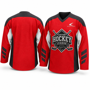 Camiseta de Hockey sobre Hielo Unisex Personalizada, Bordado Tackle Twill, Diseño a Cuadros, Manga Larga, Malla Transpirable, Tejido Elástico en Cuatro Direcciones - Product Image 3