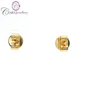 Boucles d'oreilles clous en or jaune massif 18 carats AU750 avec diamants naturels - Cadeau tendance pour fiançailles et mariage - Product Image 3