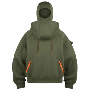 Custom Logo Men's Heavyweight Washed Zip Up Hoodie Thermal <b>Fleece</b> <b>Lined</b> Cotton Polyester Streetwear <b>Jacket</b> Wholesale - Product Image 5