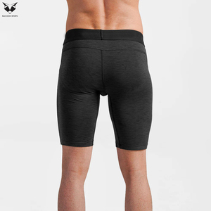 Durable Lightweight High-Waist Stretch Cycling Shorts Black Solid Color Comfortable Knit Fabric Men Compression Shorts - Product Image 3